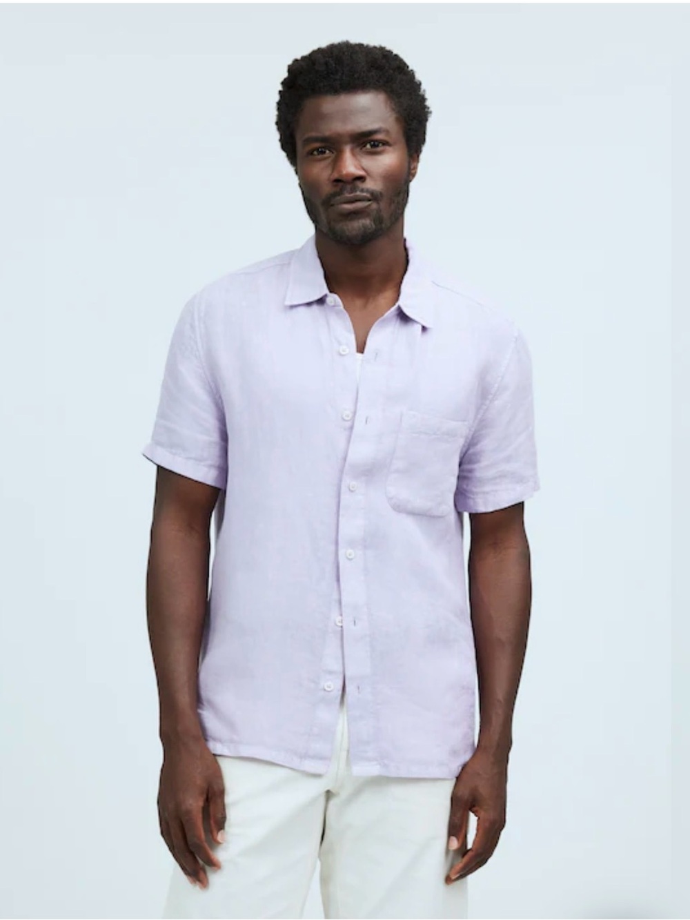 Madewell Easy Short-Sleeve Shirt in Linen • size small • NWT • NR326•violet haze